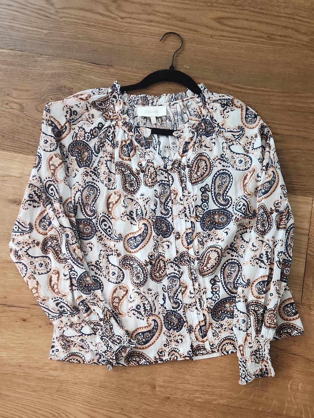 Cleobella Cream Blouse with Brown & Navy Paisley